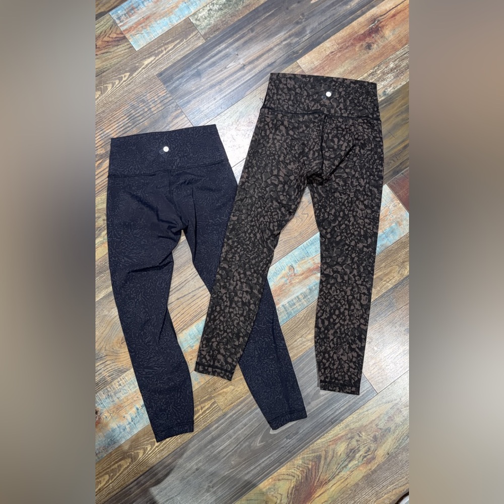 lululemon athletica Black and Brown Textured Leggings